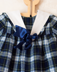 Long plaid overalls with bow tie | 12-18 months