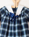 Long plaid overalls with bow tie | 12-18 months