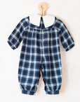 Long plaid overalls with bow tie | 12-18 months