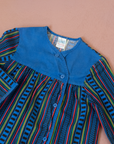שמלה כחולה עם הדפסים צבעוניים | 3-4 שנים