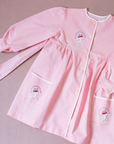 Pink tunic from the 50s with embroidered rabbits | 5-6 years