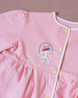 Pink tunic from the 50s with embroidered rabbits | 5-6 years