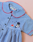 Plaid dress from Italy with sailor and sailboat embroidery | 3-4 years