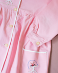 Pink tunic from the 50s with embroidered rabbits | 5-6 years