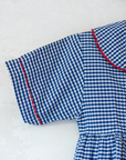 Plaid dress from Italy with sailor and sailboat embroidery | 3-4 years