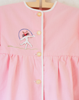 Pink tunic from the 50s with embroidered rabbits | 5-6 years