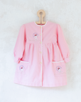 Pink tunic from the 50s with embroidered rabbits | 5-6 years