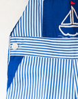 Overalls with blue stripes and an embroidered sailboat | 18-24 months