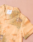 Pink button-up shirt with lions | French deadstock | 18-24 months
