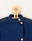 חולצה צרפתית כחולה עם כפתורי זהב | 3-4 שנים