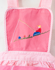 סרפן ורוד צרפתי משנות ה50 עם רקמת דייג ודגים | 12-18 חודשים