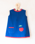 שמלה כחולה עם תפוח רקום | 12-18 חודשים