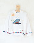 סוודר פולו לבן עם כובע ימאים | דד סטוק איטלקי | 5-6 שנים