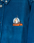 Denim shirt with Tintin in space embroidery | 3-4 years