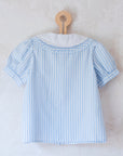 חולצת פסים עם צווארון ופפיונים רקומים | 6-7 שנים
