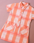 Orange Checkered Dress | French Deadstock from the Seventies | 4-5 Years