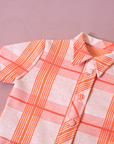 Orange Checkered Dress | French Deadstock from the Seventies | 4-5 Years