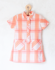 Orange Checkered Dress | French Deadstock from the Seventies | 4-5 Years