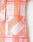 Orange Checkered Dress | French Deadstock from the Seventies | 4-5 Years