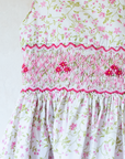 שמלה פרחונית עם רקמת כיווצים ופרחים | 8-9 שנים