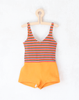 Orange swimsuit with sixties stripes | Deadstock | 3-4 years