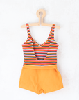 Orange swimsuit with sixties stripes | Deadstock | 3-4 years