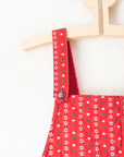 Italian cardigan and sarafan set in red with flowers and hearts | 9-10 years