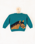 סוודר צמר ירוק עם סוס | 12-18 חודשים