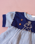 Striped overalls with sailor embroidery | 9-12 months