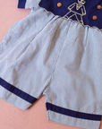Striped overalls with sailor embroidery | 9-12 months