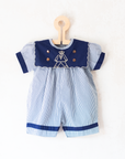 Striped overalls with sailor embroidery | 9-12 months