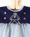 Striped overalls with sailor embroidery | 9-12 months