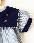 Striped overalls with sailor embroidery | 9-12 months