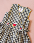 Plaid Wrap Dress with King's Bar and Trumpet Embroidery | 5-6 Years