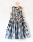 Plaid Wrap Dress with King's Bar and Trumpet Embroidery | 5-6 Years