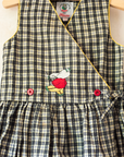 Plaid Wrap Dress with King's Bar and Trumpet Embroidery | 5-6 Years
