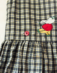 Plaid Wrap Dress with King's Bar and Trumpet Embroidery | 5-6 Years