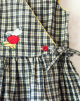 Plaid Wrap Dress with King's Bar and Trumpet Embroidery | 5-6 Years