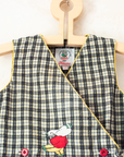 Plaid Wrap Dress with King's Bar and Trumpet Embroidery | 5-6 Years