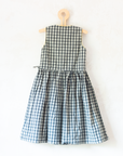 Plaid Wrap Dress with King's Bar and Trumpet Embroidery | 5-6 Years
