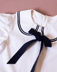 White sailor dress with collar and bow tie | 9-10 years