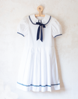 White sailor dress with collar and bow tie | 9-10 years