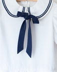 White sailor dress with collar and bow tie | 9-10 years