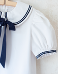 White sailor dress with collar and bow tie | 9-10 years