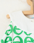White and green terry cloth dress/tunic | 2-3 years