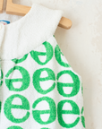 White and green terry cloth dress/tunic | 2-3 years