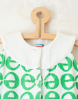 White and green terry cloth dress/tunic | 2-3 years