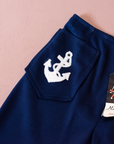 Blue pants with embroidered anchor | Italian deadstock | 8-9 years