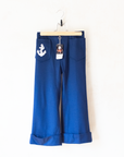 Blue pants with embroidered anchor | Italian deadstock | 8-9 years