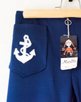 Blue pants with embroidered anchor | Italian deadstock | 8-9 years